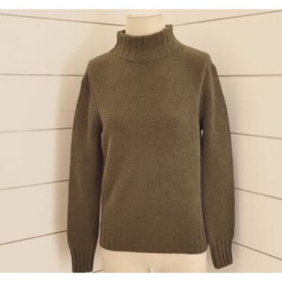 Point Sur Olive Green Mock Neck Wool alpaca Blend Sweater L ribbed details - Picture 8 of 12